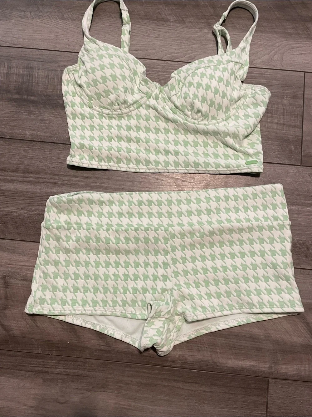 Roxy Check It Bikini Set WIth Shorty Bottoms Size XL